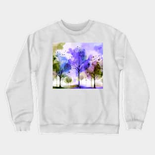 Colorful Purple Blue Abstract Trees Crewneck Sweatshirt